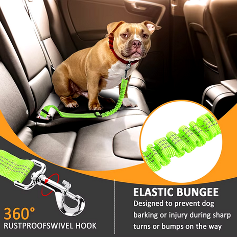 Elastic Bungee Dog Car Seat Belt – Adjustable Safety Leash for Pets